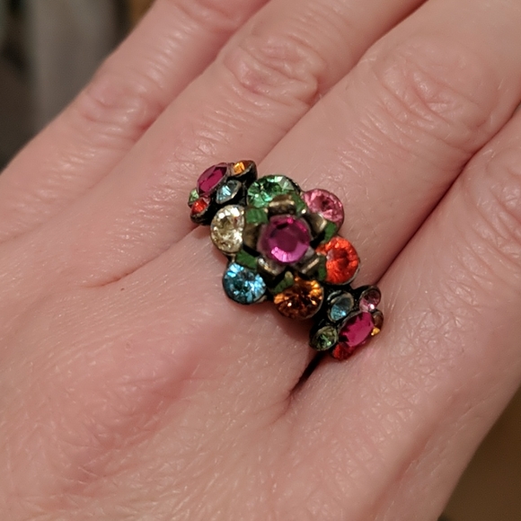 Michal Negrin Multicolour Flower Swarovski Ring - Picture 2 of 3